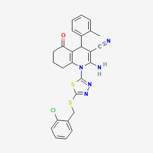 2-amino-1-{5-[(2-chlorobenzyl)thio]-1,3,4-thiadiazol-2-yl}-4-(2-methylphenyl)-5-oxo-1,4,5,6,7,8-hexahydroquinoline-3-carbonitrile