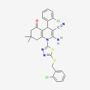 molecular formula C27H23Cl2N5OS2 B4306651 2-amino-1-{5-[(2-chlorobenzyl)thio]-1,3,4-thiadiazol-2-yl}-4-(2-chlorophenyl)-7,7-dimethyl-5-oxo-1,4,5,6,7,8-hexahydroquinoline-3-carbonitrile 