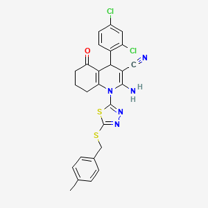 molecular formula C26H21Cl2N5OS2 B4306672 2-amino-4-(2,4-dichlorophenyl)-1-{5-[(4-methylbenzyl)thio]-1,3,4-thiadiazol-2-yl}-5-oxo-1,4,5,6,7,8-hexahydroquinoline-3-carbonitrile 