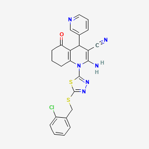 2-amino-1-{5-[(2-chlorobenzyl)thio]-1,3,4-thiadiazol-2-yl}-5-oxo-4-pyridin-3-yl-1,4,5,6,7,8-hexahydroquinoline-3-carbonitrile