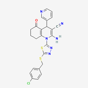 molecular formula C24H19ClN6OS2 B4306685 2-amino-1-{5-[(4-chlorobenzyl)thio]-1,3,4-thiadiazol-2-yl}-5-oxo-4-pyridin-3-yl-1,4,5,6,7,8-hexahydroquinoline-3-carbonitrile 