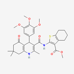 molecular formula C32H38N2O7S B4306705 methyl 2-({[2,7,7-trimethyl-5-oxo-4-(3,4,5-trimethoxyphenyl)-1,4,5,6,7,8-hexahydroquinolin-3-yl]carbonyl}amino)-4,5,6,7-tetrahydro-1-benzothiophene-3-carboxylate 
