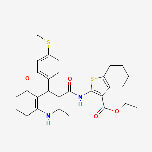 molecular formula C29H32N2O4S2 B4306709 ethyl 2-[({2-methyl-4-[4-(methylthio)phenyl]-5-oxo-1,4,5,6,7,8-hexahydroquinolin-3-yl}carbonyl)amino]-4,5,6,7-tetrahydro-1-benzothiophene-3-carboxylate 