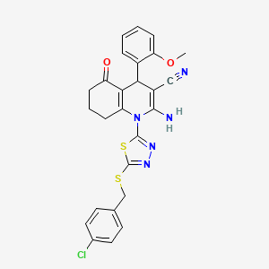 molecular formula C26H22ClN5O2S2 B4306762 2-amino-1-{5-[(4-chlorobenzyl)thio]-1,3,4-thiadiazol-2-yl}-4-(2-methoxyphenyl)-5-oxo-1,4,5,6,7,8-hexahydroquinoline-3-carbonitrile 