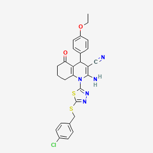 molecular formula C27H24ClN5O2S2 B4306767 2-amino-1-{5-[(4-chlorobenzyl)thio]-1,3,4-thiadiazol-2-yl}-4-(4-ethoxyphenyl)-5-oxo-1,4,5,6,7,8-hexahydroquinoline-3-carbonitrile 