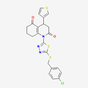 1-{5-[(4-chlorobenzyl)thio]-1,3,4-thiadiazol-2-yl}-4-(3-thienyl)-4,6,7,8-tetrahydroquinoline-2,5(1H,3H)-dione