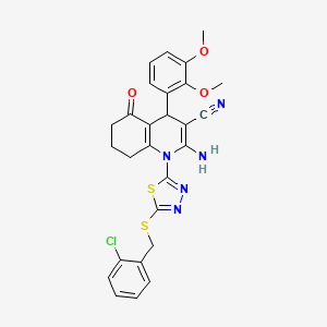 molecular formula C27H24ClN5O3S2 B4306796 2-amino-1-{5-[(2-chlorobenzyl)thio]-1,3,4-thiadiazol-2-yl}-4-(2,3-dimethoxyphenyl)-5-oxo-1,4,5,6,7,8-hexahydroquinoline-3-carbonitrile 