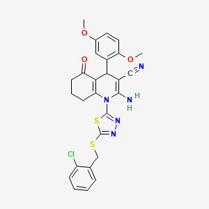 2-amino-1-{5-[(2-chlorobenzyl)thio]-1,3,4-thiadiazol-2-yl}-4-(2,5-dimethoxyphenyl)-5-oxo-1,4,5,6,7,8-hexahydroquinoline-3-carbonitrile
