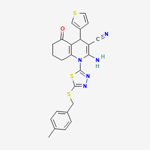 2-amino-1-{5-[(4-methylbenzyl)thio]-1,3,4-thiadiazol-2-yl}-5-oxo-4-(3-thienyl)-1,4,5,6,7,8-hexahydroquinoline-3-carbonitrile