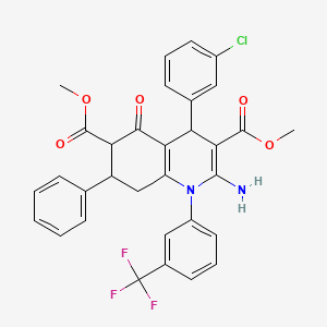 molecular formula C32H26ClF3N2O5 B4306827 dimethyl 2-amino-4-(3-chlorophenyl)-5-oxo-7-phenyl-1-[3-(trifluoromethyl)phenyl]-1,4,5,6,7,8-hexahydroquinoline-3,6-dicarboxylate 