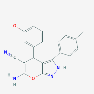 molecular formula C21H18N4O2 B430683 6-Amino-4-(3-methoxyphenyl)-3-(4-methylphenyl)-1,4-dihydropyrano[2,3-c]pyrazole-5-carbonitrile 