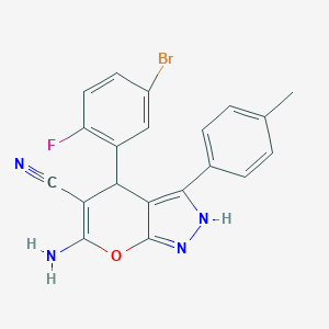 6-Amino-4-(5-bromo-2-fluorophenyl)-3-(4-methylphenyl)-1,4-dihydropyrano[2,3-c]pyrazole-5-carbonitrile