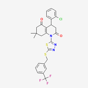 4-(2-chlorophenyl)-7,7-dimethyl-1-(5-{[3-(trifluoromethyl)benzyl]thio}-1,3,4-thiadiazol-2-yl)-4,6,7,8-tetrahydroquinoline-2,5(1H,3H)-dione