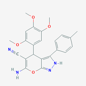 molecular formula C23H22N4O4 B430690 6-Amino-3-(4-methylphenyl)-4-(2,4,5-trimethoxyphenyl)-1,4-dihydropyrano[2,3-c]pyrazole-5-carbonitrile 