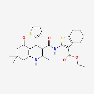 ethyl 2-({[2,7,7-trimethyl-5-oxo-4-(2-thienyl)-1,4,5,6,7,8-hexahydroquinolin-3-yl]carbonyl}amino)-4,5,6,7-tetrahydro-1-benzothiophene-3-carboxylate
