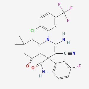 2'-amino-1'-[2-chloro-5-(trifluoromethyl)phenyl]-5-fluoro-7',7'-dimethyl-2,5'-dioxo-1,2,5',6',7',8'-hexahydro-1'H-spiro[indole-3,4'-quinoline]-3'-carbonitrile