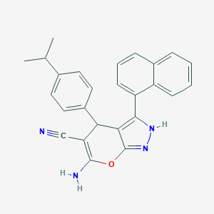 molecular formula C26H22N4O B430692 6-Amino-4-(4-isopropylphenyl)-3-(1-naphthyl)-1,4-dihydropyrano[2,3-c]pyrazole-5-carbonitrile 