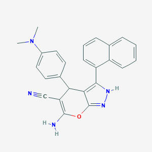 molecular formula C25H21N5O B430693 6-Amino-4-[4-(dimethylamino)phenyl]-3-(1-naphthyl)-1,4-dihydropyrano[2,3-c]pyrazole-5-carbonitrile 