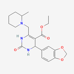 molecular formula C21H27N3O5 B4306977 ethyl 4-(1,3-benzodioxol-5-yl)-6-[(2-methylpiperidin-1-yl)methyl]-2-oxo-1,2,3,4-tetrahydropyrimidine-5-carboxylate 