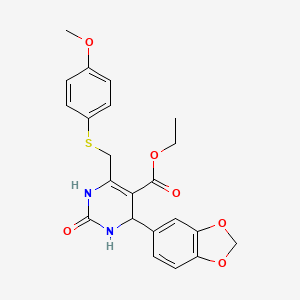 molecular formula C22H22N2O6S B4306996 ethyl 4-(1,3-benzodioxol-5-yl)-6-{[(4-methoxyphenyl)thio]methyl}-2-oxo-1,2,3,4-tetrahydropyrimidine-5-carboxylate 