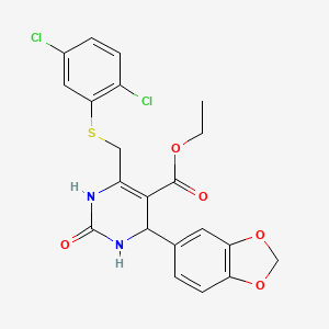 molecular formula C21H18Cl2N2O5S B4307001 ethyl 4-(1,3-benzodioxol-5-yl)-6-{[(2,5-dichlorophenyl)thio]methyl}-2-oxo-1,2,3,4-tetrahydropyrimidine-5-carboxylate 