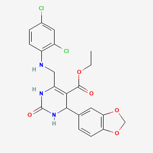 molecular formula C21H19Cl2N3O5 B4307003 ethyl 4-(1,3-benzodioxol-5-yl)-6-{[(2,4-dichlorophenyl)amino]methyl}-2-oxo-1,2,3,4-tetrahydropyrimidine-5-carboxylate 