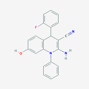 molecular formula C22H16FN3O B4307005 2-amino-4-(2-fluorophenyl)-7-hydroxy-1-phenyl-1,4-dihydroquinoline-3-carbonitrile 
