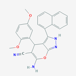 molecular formula C25H20N4O3 B430701 6-Amino-4-(2,5-dimethoxyphenyl)-3-(1-naphthyl)-1,4-dihydropyrano[2,3-c]pyrazole-5-carbonitrile 