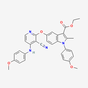 ethyl 5-({3-cyano-4-[(4-methoxyphenyl)amino]pyridin-2-yl}oxy)-1-(4-methoxyphenyl)-2-methyl-1H-indole-3-carboxylate