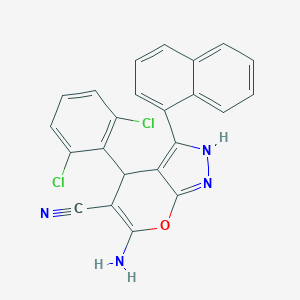 molecular formula C23H14Cl2N4O B430703 6-Amino-4-(2,6-dichlorophenyl)-3-(1-naphthyl)-1,4-dihydropyrano[2,3-c]pyrazole-5-carbonitrile 