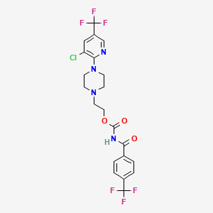molecular formula C21H19ClF6N4O3 B4307030 2-{4-[3-chloro-5-(trifluoromethyl)pyridin-2-yl]piperazin-1-yl}ethyl [4-(trifluoromethyl)benzoyl]carbamate 