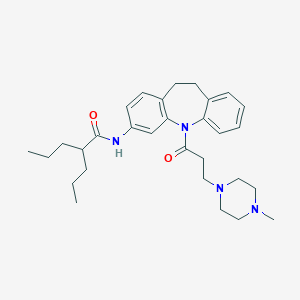 molecular formula C30H42N4O2 B430704 N-{5-[3-(4-methylpiperazin-1-yl)propanoyl]-10,11-dihydro-5H-dibenzo[b,f]azepin-3-yl}-2-propylpentanamide 