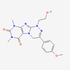 molecular formula C18H20N6O4 B4307055 1-(2-hydroxyethyl)-3-(4-methoxyphenyl)-7,9-dimethyl-1,4-dihydro[1,2,4]triazino[3,4-f]purine-6,8(7H,9H)-dione 