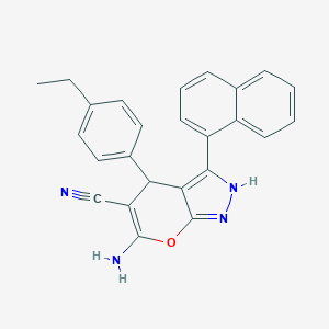 molecular formula C25H20N4O B430706 6-Amino-4-(4-ethylphenyl)-3-(1-naphthyl)-1,4-dihydropyrano[2,3-c]pyrazole-5-carbonitrile 