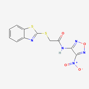 molecular formula C11H7N5O4S2 B4307106 2-(1,3-benzothiazol-2-ylthio)-N-(4-nitro-1,2,5-oxadiazol-3-yl)acetamide 