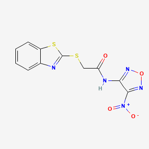 molecular formula C11H7N5O4S2 B4307106 2-(1,3-benzothiazol-2-ylsulfanyl)-N-(4-nitro-1,2,5-oxadiazol-3-yl)acetamide 