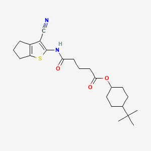 molecular formula C23H32N2O3S B4307117 4-tert-butylcyclohexyl 5-[(3-cyano-5,6-dihydro-4H-cyclopenta[b]thien-2-yl)amino]-5-oxopentanoate 