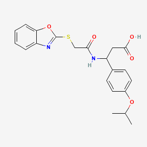 molecular formula C21H22N2O5S B4307120 3-{[(1,3-benzoxazol-2-ylthio)acetyl]amino}-3-(4-isopropoxyphenyl)propanoic acid 
