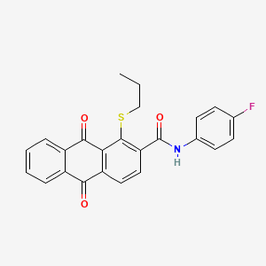 N-(4-fluorophenyl)-9,10-dioxo-1-(propylthio)-9,10-dihydroanthracene-2-carboxamide