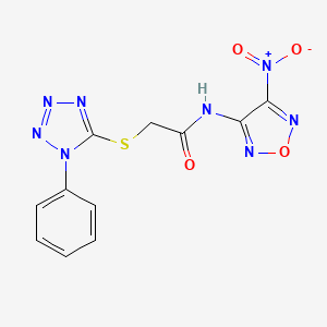molecular formula C11H8N8O4S B4307175 N-(4-nitro-1,2,5-oxadiazol-3-yl)-2-[(1-phenyl-1H-tetrazol-5-yl)thio]acetamide 