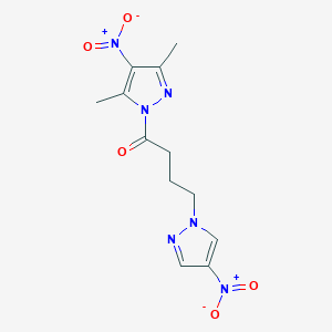 molecular formula C12H14N6O5 B4307184 3,5-dimethyl-4-nitro-1-[4-(4-nitro-1H-pyrazol-1-yl)butanoyl]-1H-pyrazole 