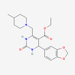 molecular formula C21H27N3O5 B4307225 ethyl 4-(1,3-benzodioxol-5-yl)-6-[(4-methylpiperidin-1-yl)methyl]-2-oxo-1,2,3,4-tetrahydropyrimidine-5-carboxylate 