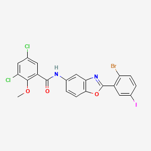 molecular formula C21H12BrCl2IN2O3 B4307228 N-[2-(2-bromo-5-iodophenyl)-1,3-benzoxazol-5-yl]-3,5-dichloro-2-methoxybenzamide 