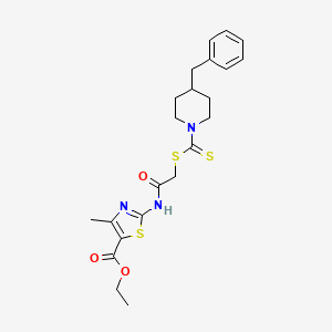 molecular formula C22H27N3O3S3 B4307229 ethyl 2-[({[(4-benzylpiperidin-1-yl)carbonothioyl]thio}acetyl)amino]-4-methyl-1,3-thiazole-5-carboxylate 