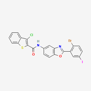 molecular formula C22H11BrClIN2O2S B4307235 N-[2-(2-bromo-5-iodophenyl)-1,3-benzoxazol-5-yl]-3-chloro-1-benzothiophene-2-carboxamide 