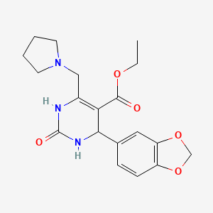 ethyl 4-(1,3-benzodioxol-5-yl)-2-oxo-6-(pyrrolidin-1-ylmethyl)-1,2,3,4-tetrahydropyrimidine-5-carboxylate