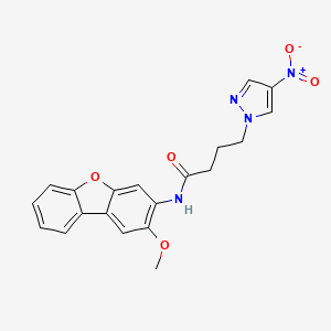 molecular formula C20H18N4O5 B4307277 N-(2-methoxydibenzo[b,d]furan-3-yl)-4-(4-nitro-1H-pyrazol-1-yl)butanamide 