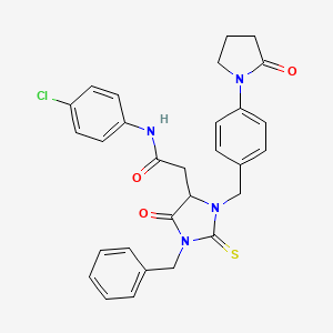 molecular formula C29H27ClN4O3S B4307283 2-{1-benzyl-5-oxo-3-[4-(2-oxopyrrolidin-1-yl)benzyl]-2-thioxoimidazolidin-4-yl}-N-(4-chlorophenyl)acetamide 