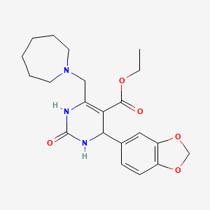 ethyl 6-(azepan-1-ylmethyl)-4-(1,3-benzodioxol-5-yl)-2-oxo-1,2,3,4-tetrahydropyrimidine-5-carboxylate