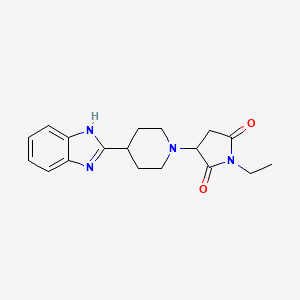molecular formula C18H22N4O2 B4307314 3-[4-(1H-benzimidazol-2-yl)piperidin-1-yl]-1-ethylpyrrolidine-2,5-dione 